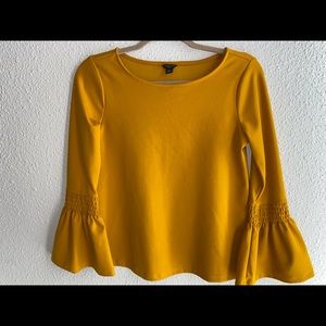 mustard bell sleeve top